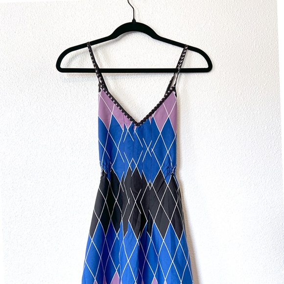 Billabong Spaghetti Strap Geometric Crossback Print Dress Black Blue | Size S - Picture 1 of 6